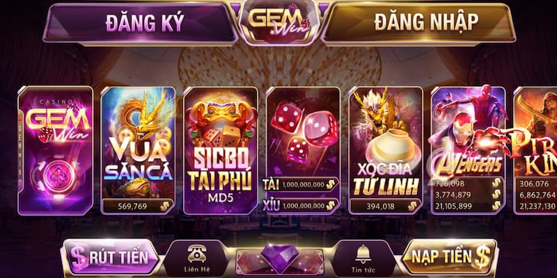 Nhà cái game bài Gemwin Các trò chơi tại nhà cái game bài Gemwin